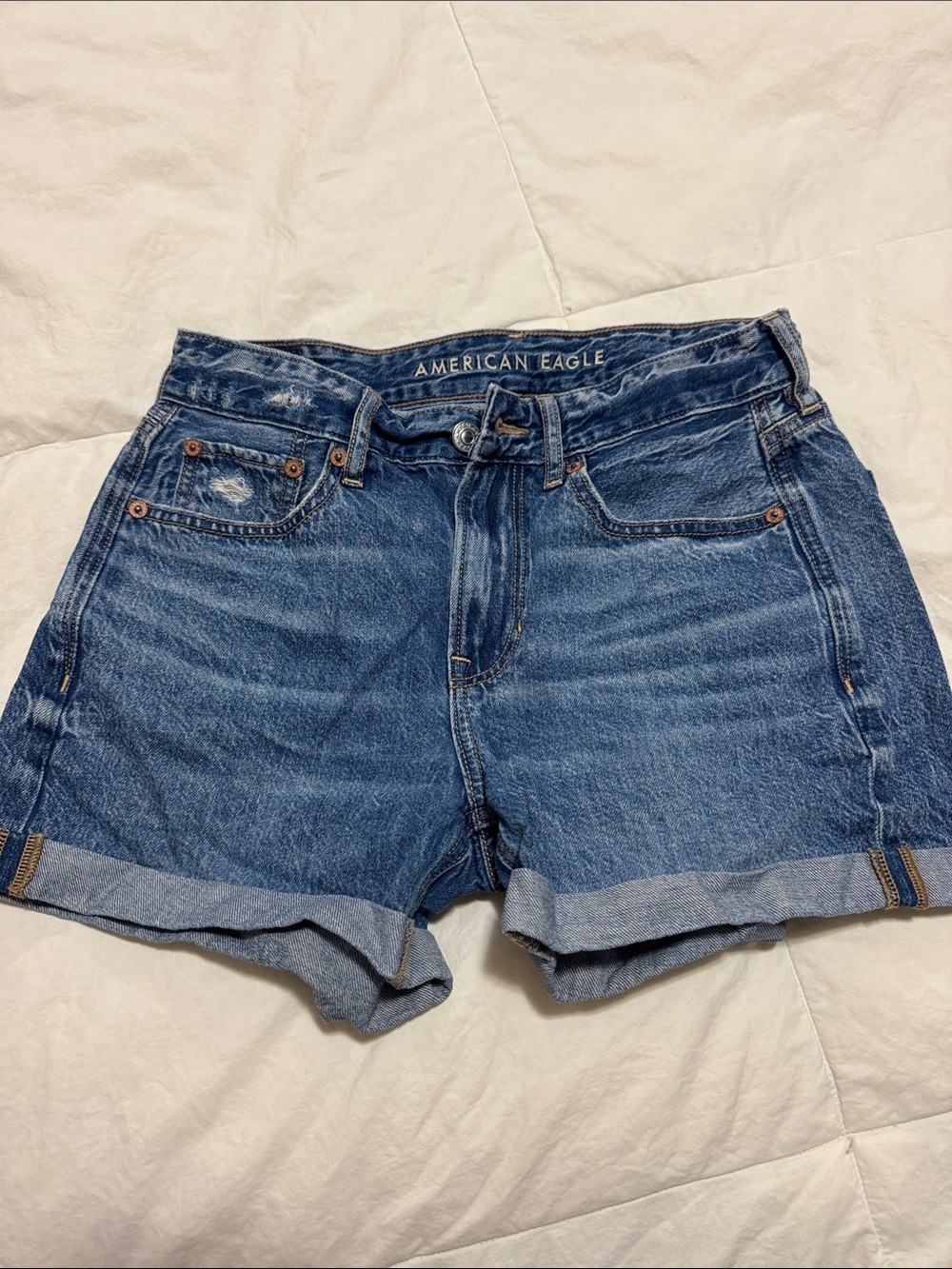 American Eagle Outfitters Blue Rolled Cuff Denim Shorts